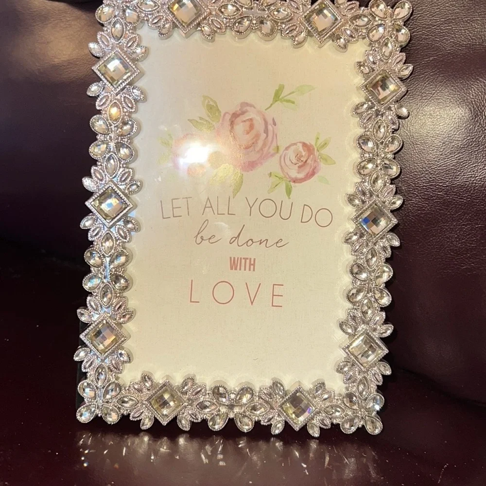 Luxe Collection Picture Photo 4 x 6 Frame NEW with Tags Silver Clear Crystals